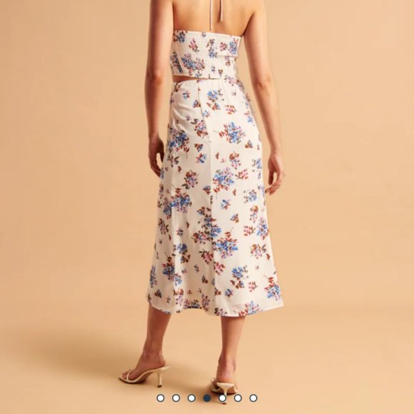 Abercrombie Dipped Waist Midi Floral Skirt XL Petite - NEW - Picture 4 of 16